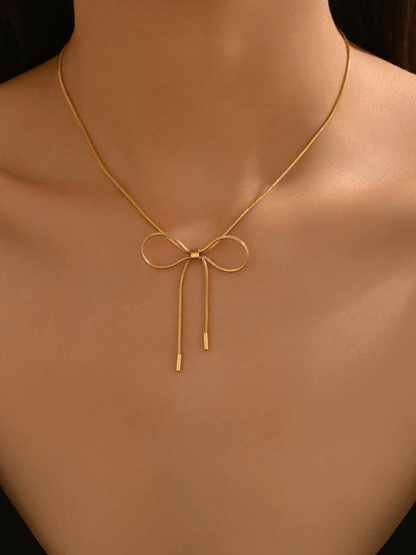 Elle Bowknot Pendant Necklace in 18k PVD Gold Plated