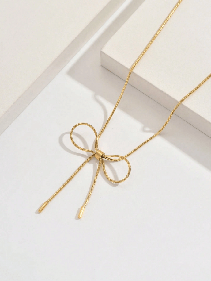 Elle Bowknot Pendant Necklace in 18k PVD Gold Plated