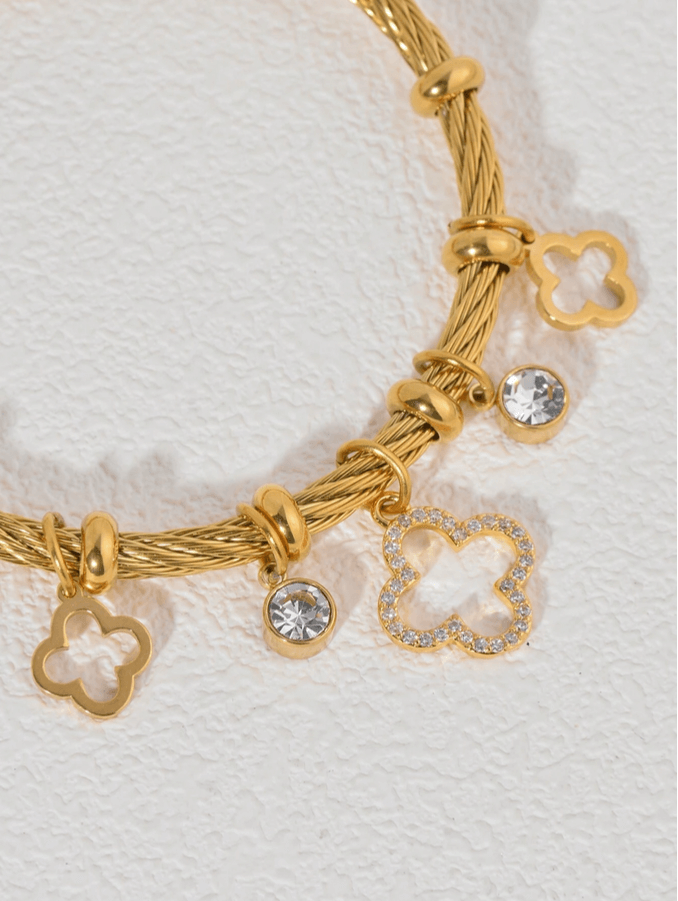 Premium Charmed Bangle Bracelet in 18k PVD Gold Plated