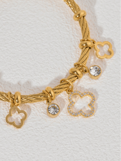 Premium Charmed Bangle Bracelet in 18k PVD Gold Plated