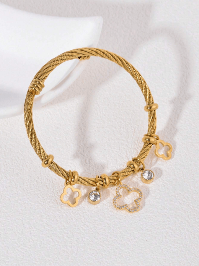 Premium Charmed Bangle Bracelet in 18k PVD Gold Plated