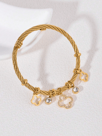 Premium Charmed Bangle Bracelet in 18k PVD Gold Plated