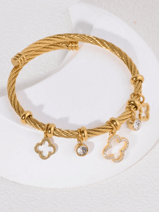 Premium Charmed Bangle Bracelet in 18k PVD Gold Plated