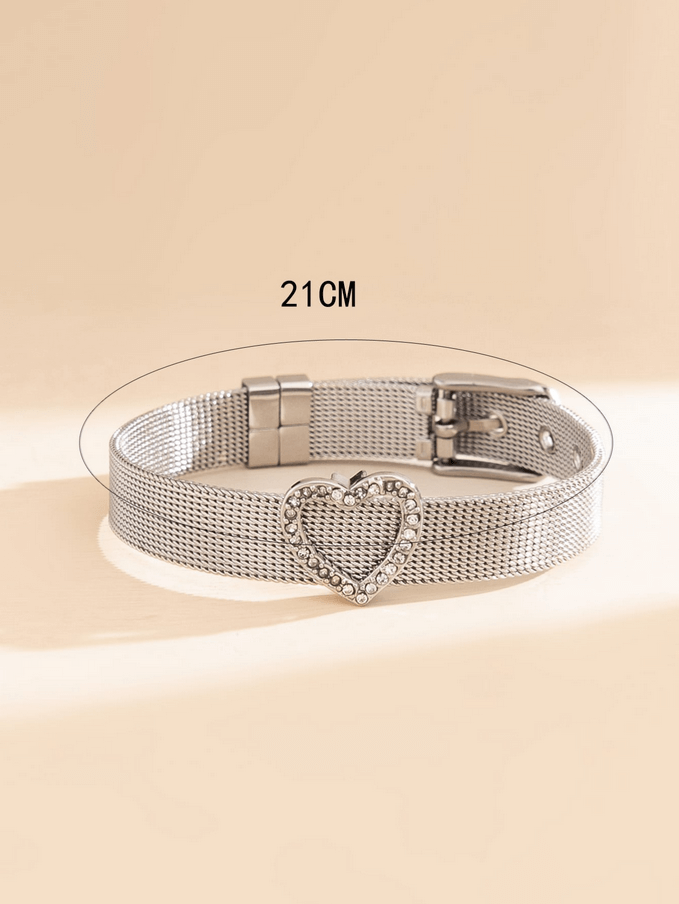 Elle Premium Heart Bracelet in 18k PVD White Gold Plated