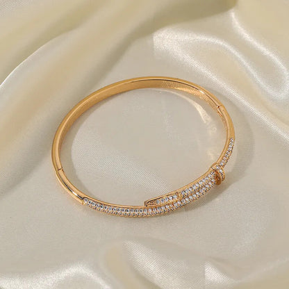 CZ Elegant Bangle Bracelet in 18k Gold Vermeil and White Gold Finish