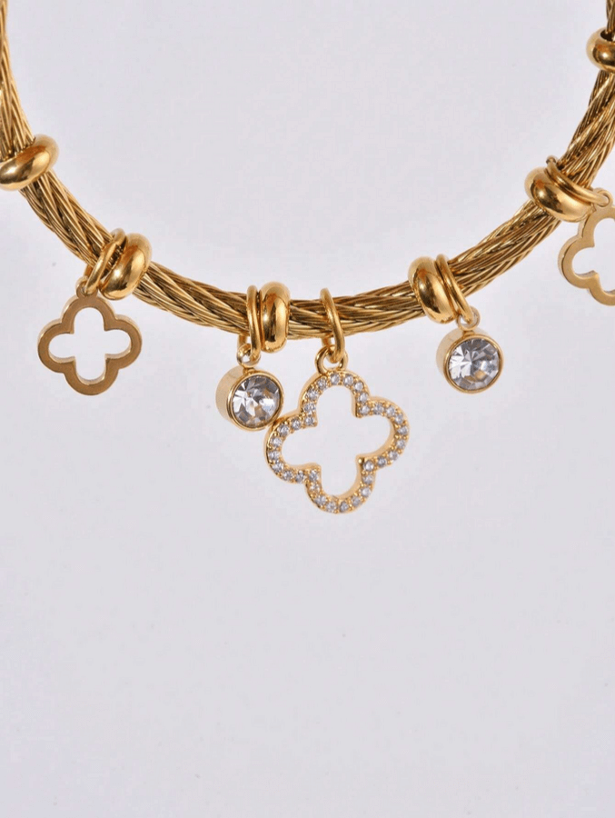 Premium Charmed Bangle Bracelet in 18k PVD Gold Plated