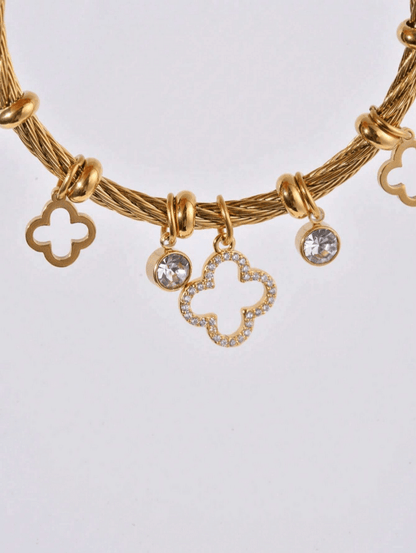 Premium Charmed Bangle Bracelet in 18k PVD Gold Plated