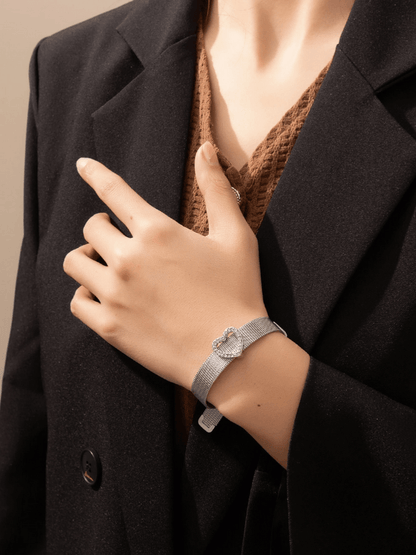 Elle Premium Heart Bracelet in 18k PVD White Gold Plated