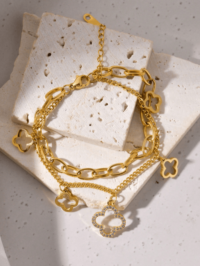 Premium Charmed Layered Bracelet in 18k PVD Gold Plated