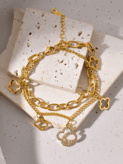 Premium Charmed Layered Bracelet in 18k PVD Gold Plated