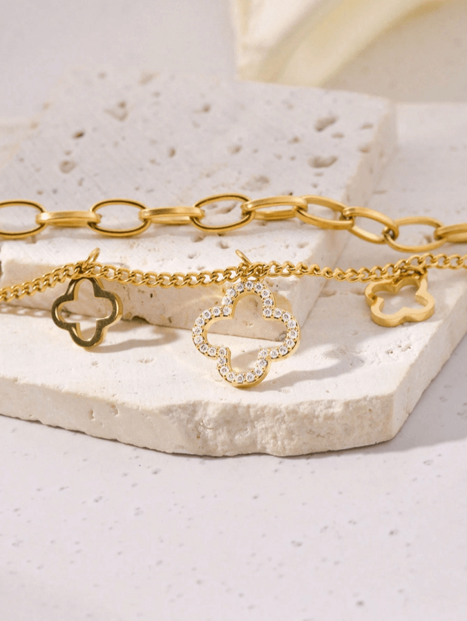 Premium Charmed Layered Bracelet in 18k PVD Gold Plated