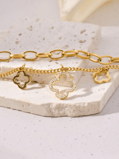 Premium Charmed Layered Bracelet in 18k PVD Gold Plated