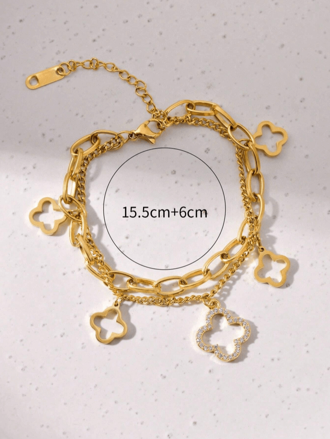 Premium Charmed Layered Bracelet in 18k PVD Gold Plated