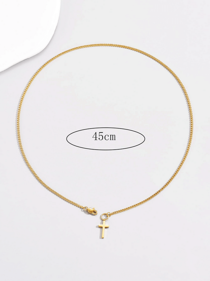 Elle Cross Pendant Curb Chain Necklace in Vermeil Gold Plated