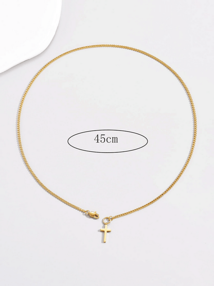 Elle Cross Pendant Curb Chain Necklace in Vermeil Gold Plated