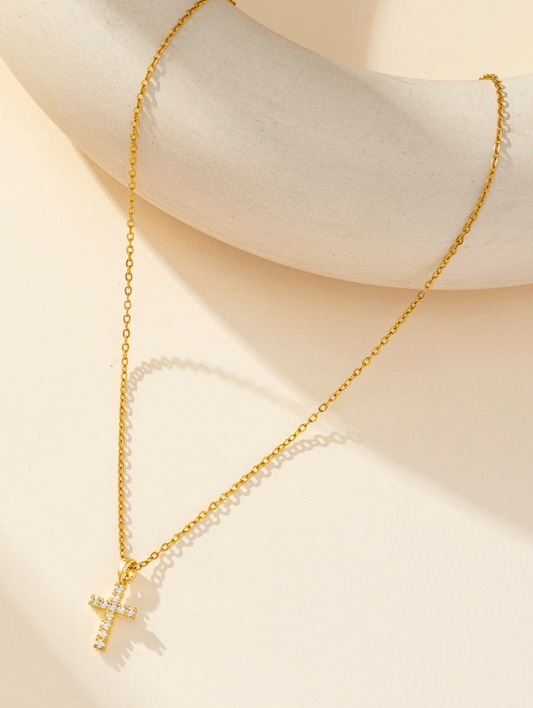 Elle Cross Charmed Pendant Necklace in Vermeil Gold Plated