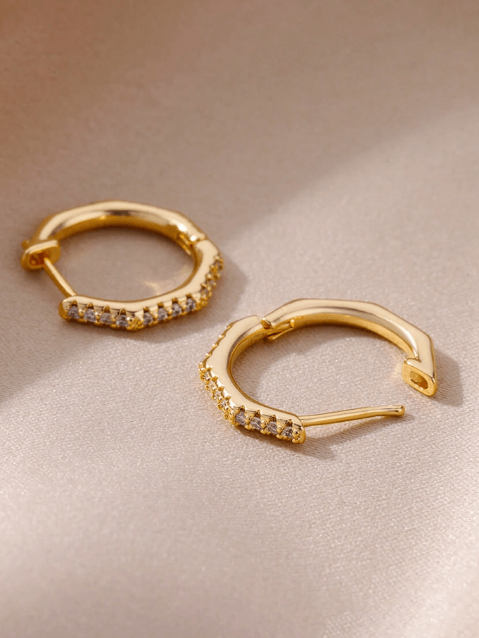 Elle CZ Polygon Shaped Earrings in 18k PVD Gold Plated