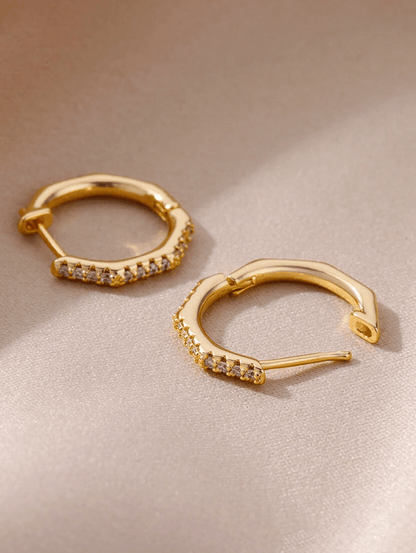 Elle CZ Polygon Shaped Earrings in 18k PVD Gold Plated