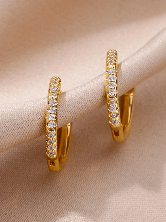 Elle CZ Polygon Shaped Earrings in 18k PVD Gold Plated