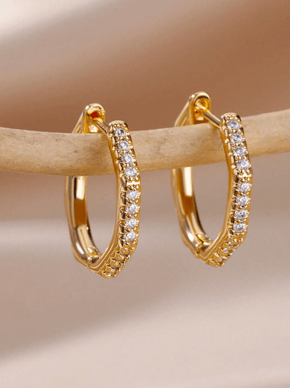 Elle CZ Polygon Shaped Earrings in 18k PVD Gold Plated
