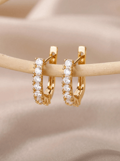 Elle CZ U-Shaped Earrings in 18k PVD Gold Plated