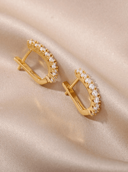 Elle CZ U-Shaped Earrings in 18k PVD Gold Plated
