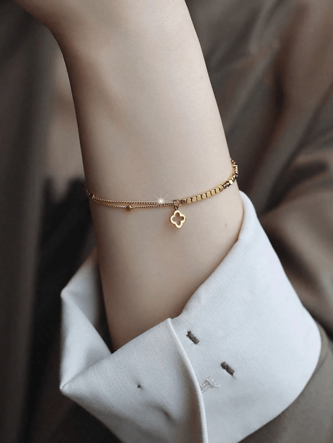 Elle Double Chain Dainty Bracelet in Vermeil Gold