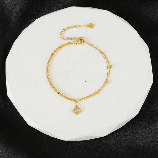 Elle Double Chain Dainty Bracelet in Vermeil Gold