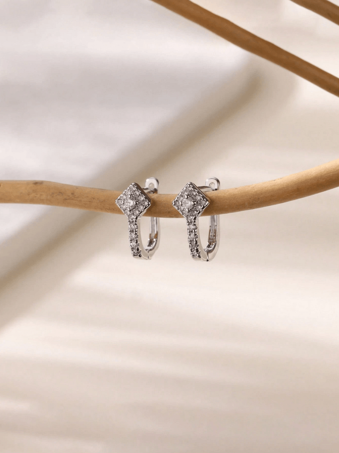 Elle CZ U-Shaped  Dainty Earrings in 18k PVD Gold Plated