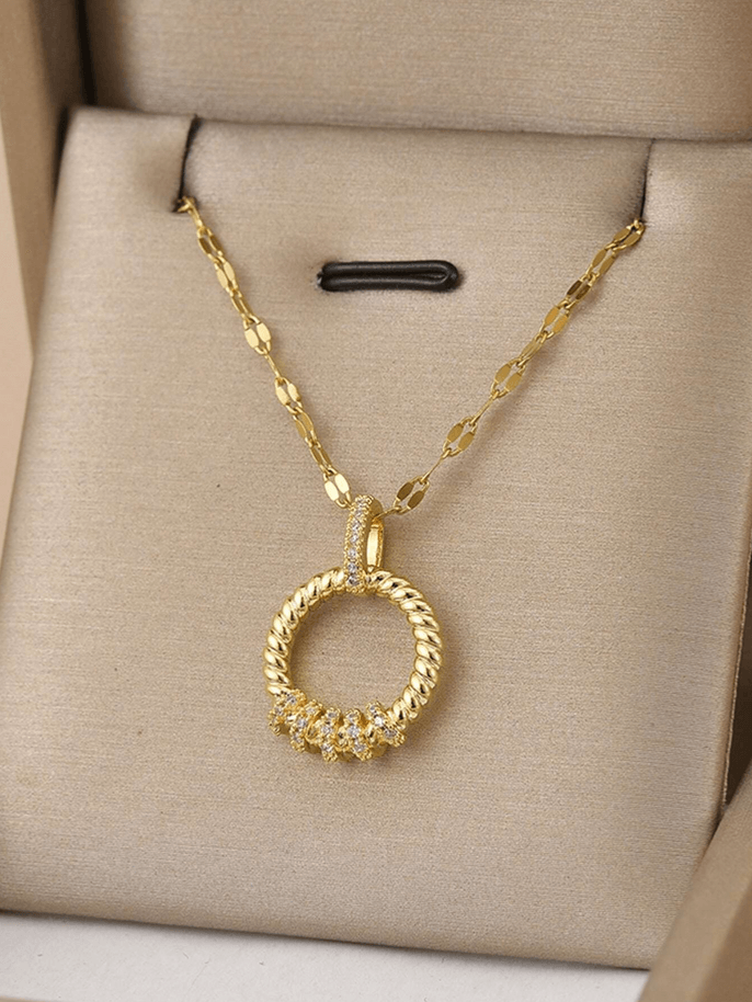 Elle CZ Dainty Pendant Necklace in 18k PVD Gold Plated