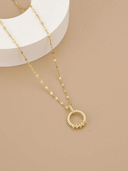 Elle CZ Dainty Pendant Necklace in 18k PVD Gold Plated