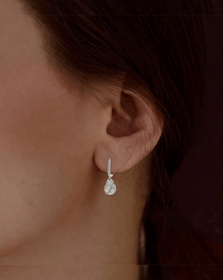 Elle 925 Sterling Silver CZ Dangle Earrings