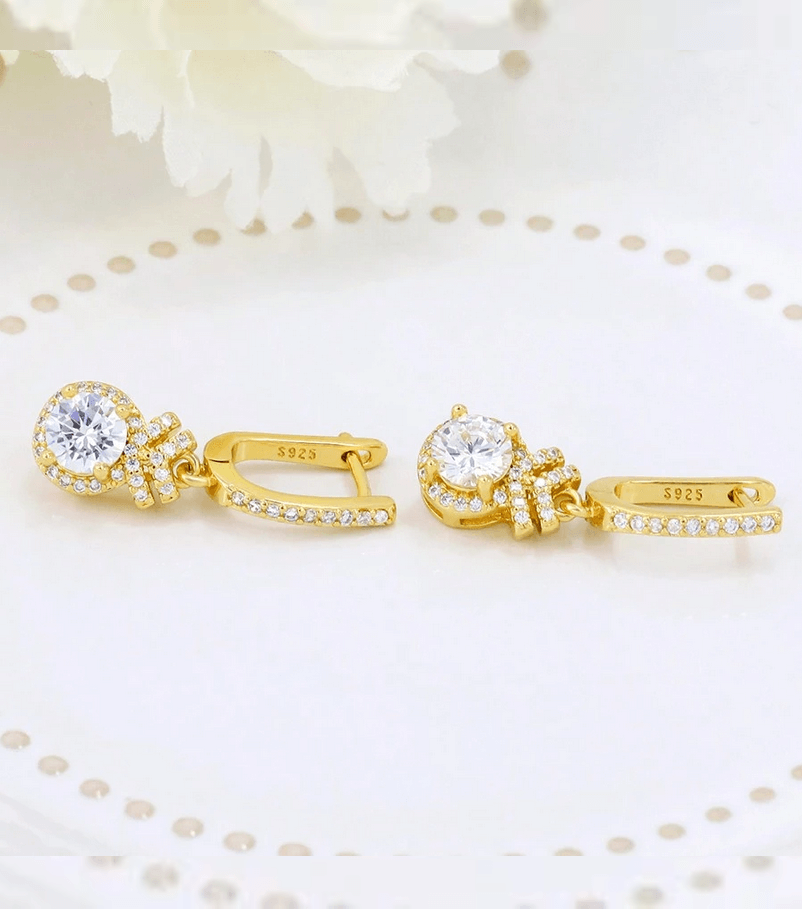 Elle 925 Sterling Silver CZ Dangle Earrings