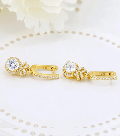 Elle 925 Sterling Silver CZ Dangle Earrings