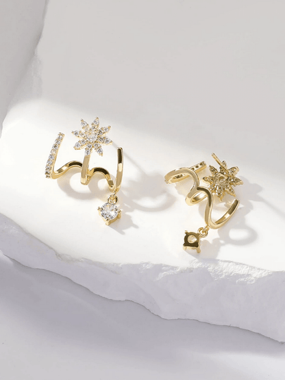 Elle Flower Design Dangle Earrings in 18k Gold Vermeil