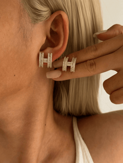 Elegant CZ Stud Earrings in 18k Gold Vermeil and White Gold Finish