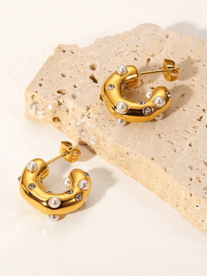 Elle CZ and Pearl Elegant Earrings in 18k Gold Vermeil