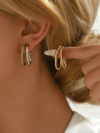 Elle Geometric Earrings in 18k PVD Gold Plated