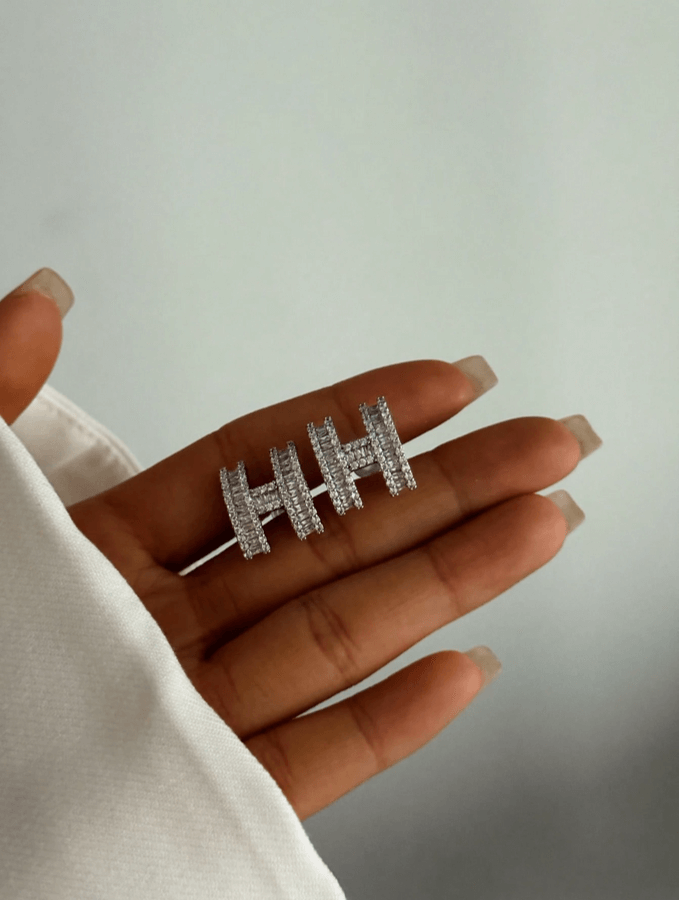 Elegant CZ Stud Earrings in 18k Gold Vermeil and White Gold Finish