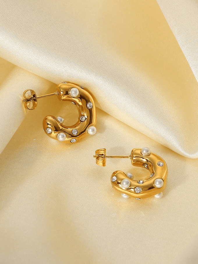 Elle CZ and Pearl Elegant Earrings in 18k Gold Vermeil