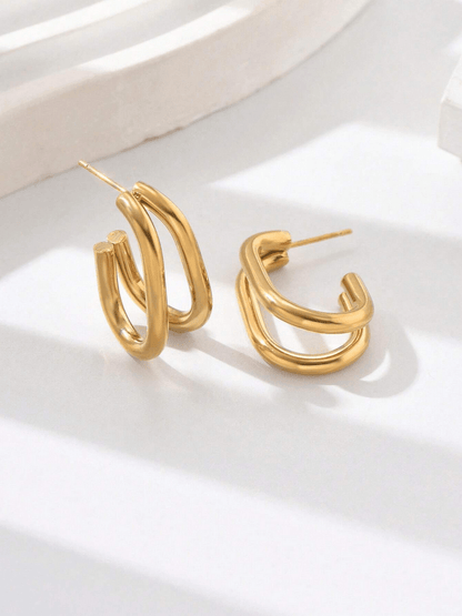 Elle Geometric Earrings in 18k PVD Gold Plated