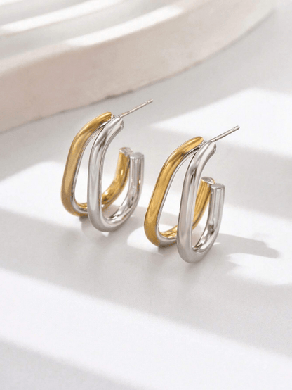 Elle Geometric Earrings in 18k PVD Gold Plated