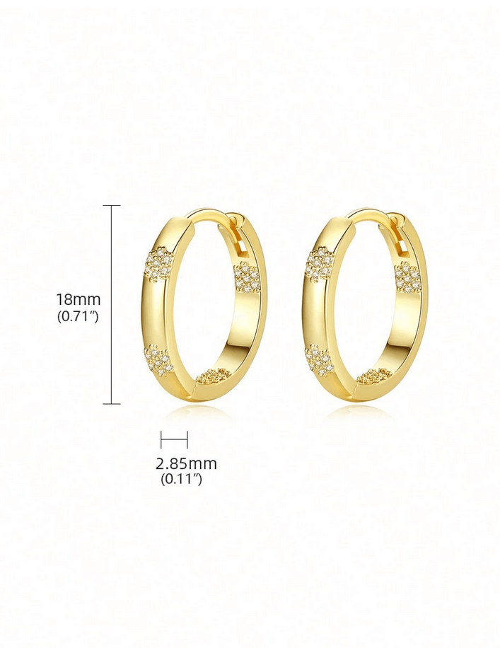 Elle Inlaid CZ Elegant Hoop Earrings in 18k Gold Vermeil