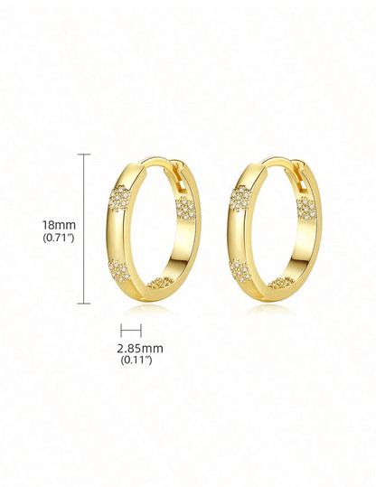Elle Inlaid CZ Elegant Hoop Earrings in 18k Gold Vermeil