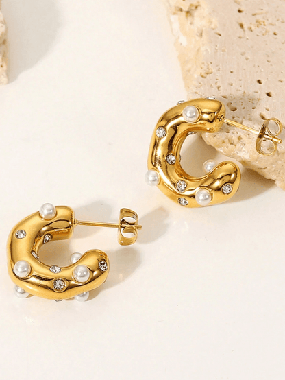 Elle CZ and Pearl Elegant Earrings in 18k Gold Vermeil