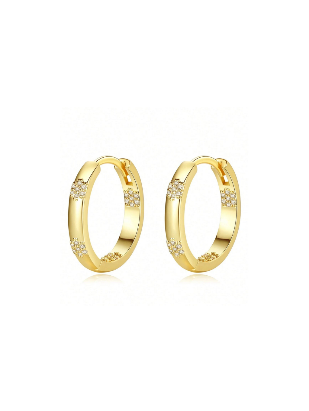 Elle Inlaid CZ Elegant Hoop Earrings in 18k Gold Vermeil
