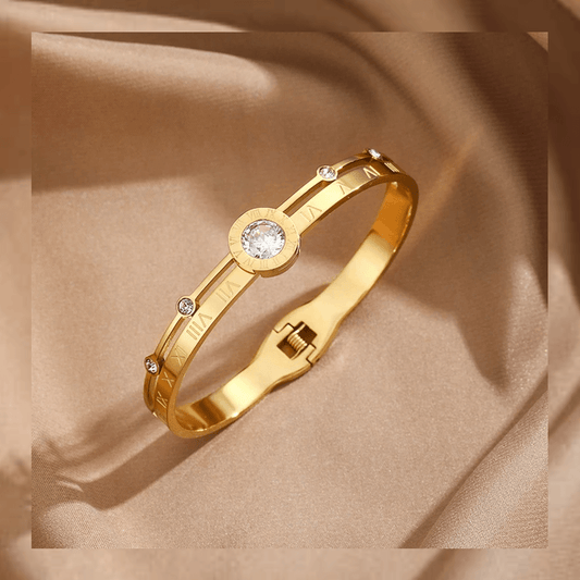 Elle CZ Elegant Bangle Bracelet in 18k Gold Vermeil