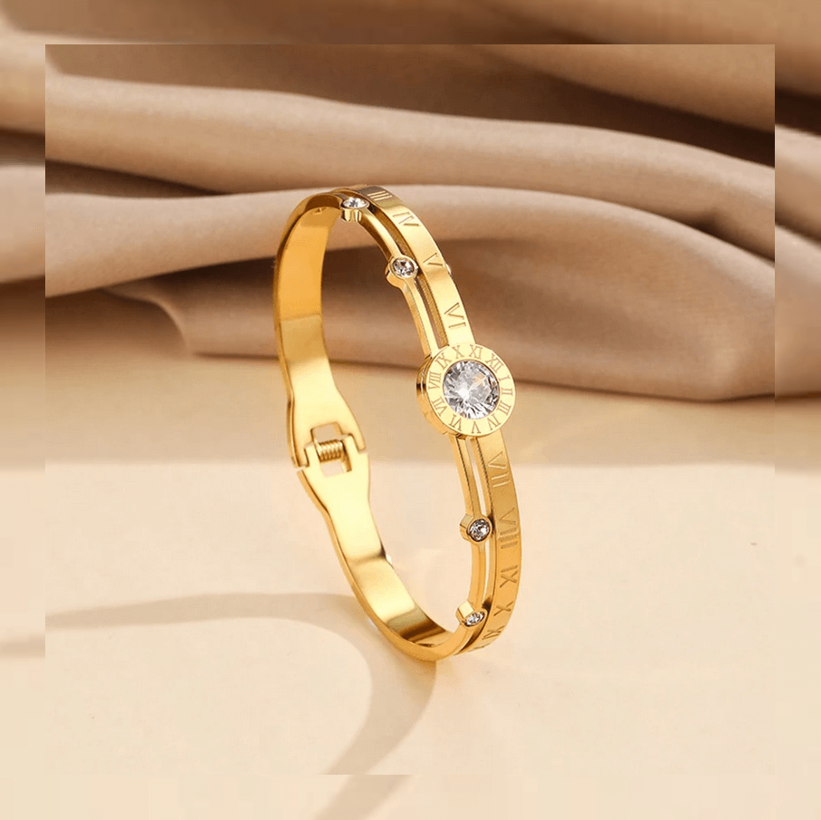 Elle CZ Elegant Bangle Bracelet in 18k Gold Vermeil