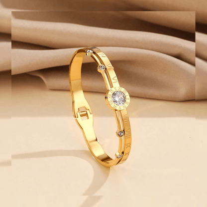Elle CZ Elegant Bangle Bracelet in 18k Gold Vermeil