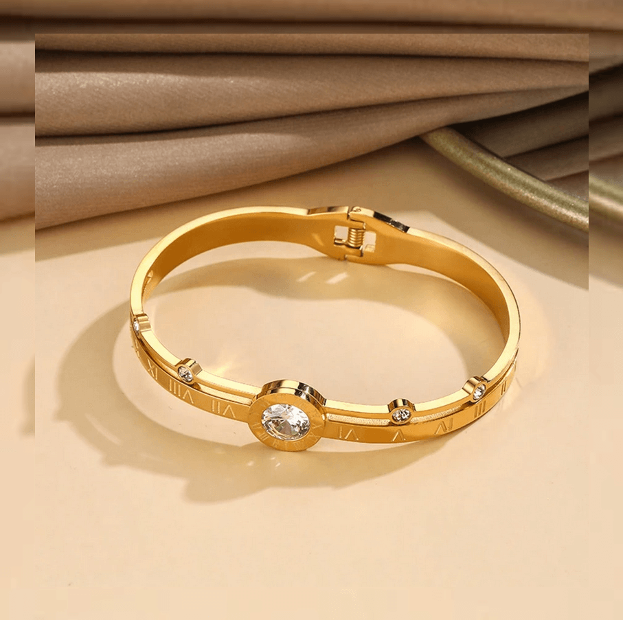 Elle CZ Elegant Bangle Bracelet in 18k Gold Vermeil